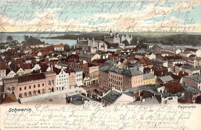 Schwerin Panorama Postkarte AK 1904