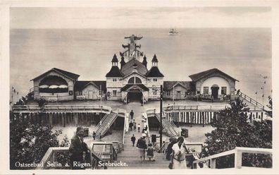 Seebrücke Ostseebad Sellin auf Rügen Mecklenburg-Vorpommern Postkarte AK