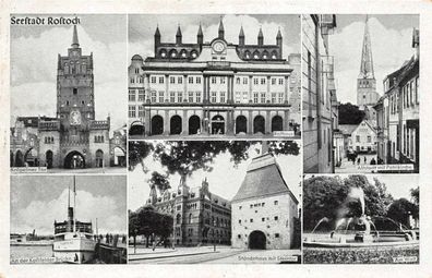 Seestadt Rostock Kröpeliner Tor Rathaus Altstadt Postkarte AK