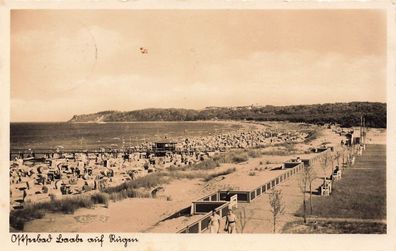 Strandleben im Ostseebad Baabe Rügen Mecklenburg-Vorpommern Postkarte AK 1937