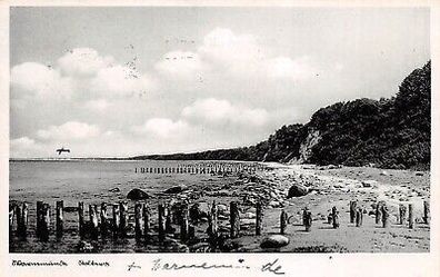 Warnemünde Strand Rostock Postkarte AK 1938