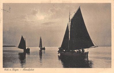 Wiek a. Rügen Abendfahrt Postkarte AK 1937