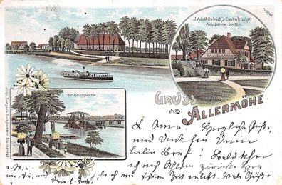 Gruss aus Allermöhe Hamburg Oelrich's Gastwirtschaft Litho Postkarte 1899