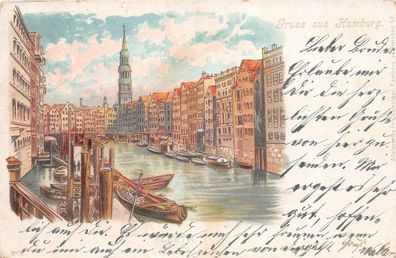 Gruss aus Hamburg Fleeth Postkarte 1901