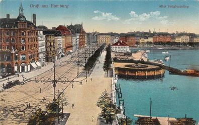 Gruß aus Hamburg Alter Jungfernstieg Feldpostkarte 1917