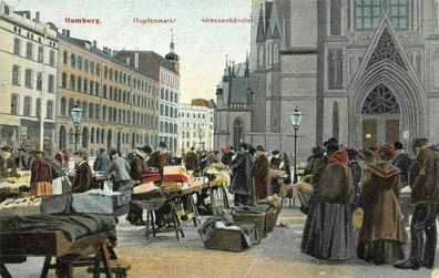 Hamburg Hopfenmarkt Strassenhändler Postkarte