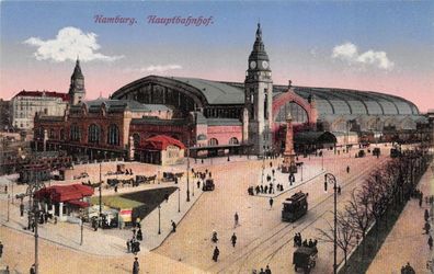 Hamburg Hauptbahnhof Postkarte AK