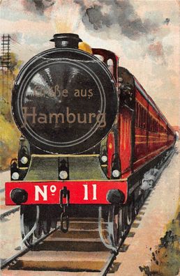 Leporello Grüße aus Hamburg Eisenbahn, Zug mit 12 mini Bildern Postkarte