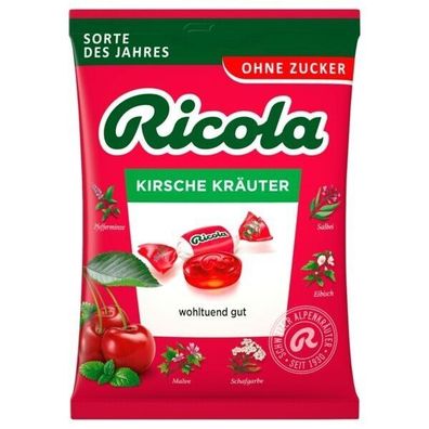 Ricola Kirsche Kräuter Bonbons ohne Zucker 18x75 g Beutel