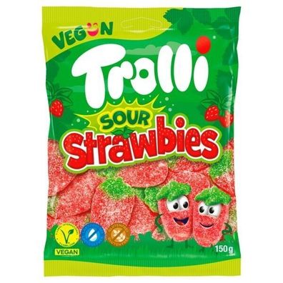 Trolli Sour Strawbies vegan 21x150 g Beutel