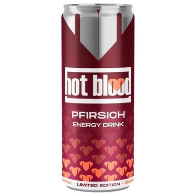 Hot Blood Energy Pfirsich 0.25 L Dose 24er Pack (24 x 250ml) Einweg-Pfand