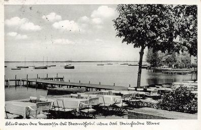 Blick vom Restaurant auf Steg Steinhude am Meer Niedersachsen Postkarte AK 1936