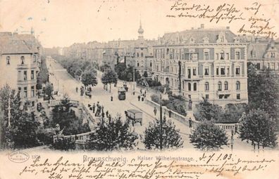 Braunschweig Kaiser Wilhelmstrasse Strassenbahn Niedersachsen Postkarte AK 1904