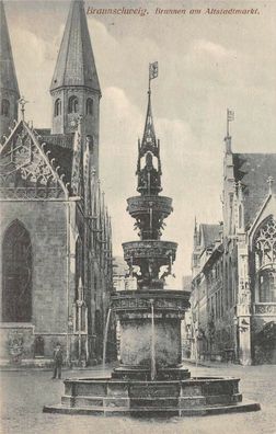 Braunschweig Brunnen am Altstadtmarkt Niedersachsen Postkarte AK