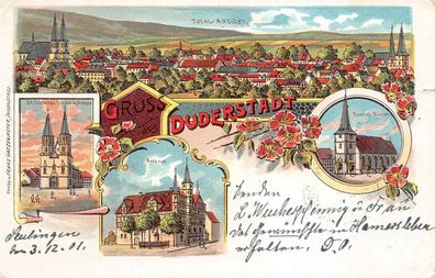 Gruss aus Duderstadt Total Ansicht Litho Niedersachsen Postkarte 1901