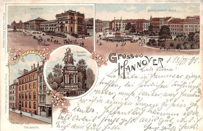 Gruss aus Hannover Niedersachsen Litho Postkarte AK 1900