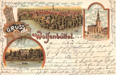 Gruss aus Wolfenbüttel Niedersachsen Litho Postkarte AK 1912