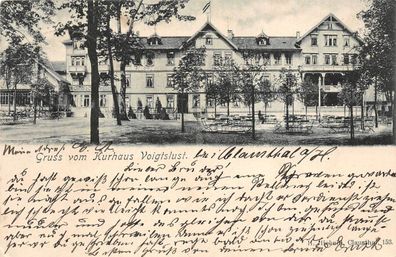 Gruss vom Kurhaus Voigtslust, Clausthal-Zellerfeld Postkarte 1904 Bahnpost