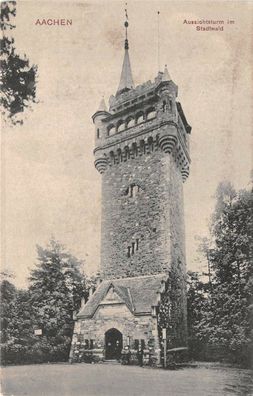 Aachen Aussichtsturm im Stadtwald Feldpostkarte AK