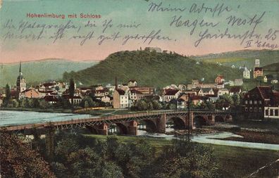 Blick auf Hohenlimburg mit Schloss Hagen Nordrhein-Westfalen Postkarte AK 1911