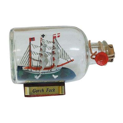 Buddelschiff, Flaschenschiff "Gorch Fock", kleine Segelschiff Flasche 9 cm