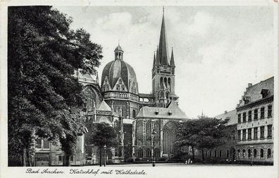 Katschhof mit Kathedrale Bad Aachen Nordrhein-Westfalen Postkarte AK 1939