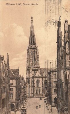 Lambertikirche in Münster Nordrhein-Westfalen Postkarte AK 1925