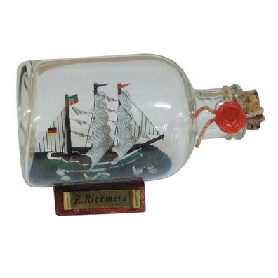 Buddelschiff, Flaschenschiff "Rickmer Rickmers" kleine Segelschiff Flasche 9 cm