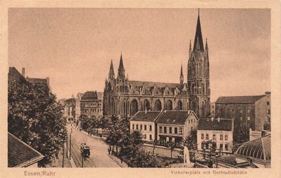 Viehoferplatz mit Gertrudiskirche Essen Nordrhein-Westfalen Postkarte AK