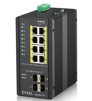 ZYXEL RGS200-12P SWITCH Managed POE+ 240W RACK DIN