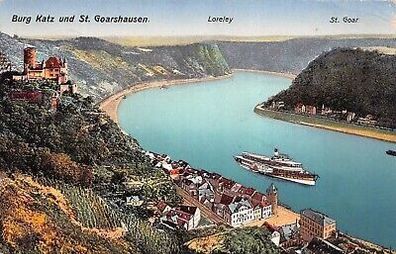 Burg Katz bei Saint Goarshausen Rheinland-Pfalz Postkarte AK 1934