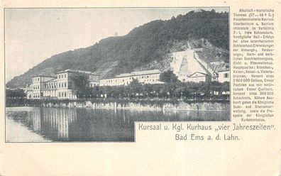 Kursaal Kgl. Kurhaus "vier Jahreszeiten" Bad Ems a. d. Lahn Postkarte AK