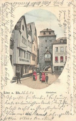 Linz am Rhein Rheinthor Postkarte 1901