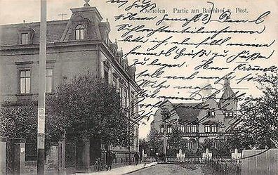 Osthofen Partie am Bahnhof und Post BahnpostKarte 1911