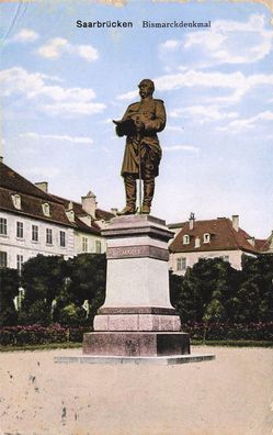 Blick auf das Bismarckdenkmal in Saarbrücken Saarland Postkarte AK 1915