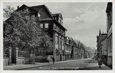 Blick auf die Eisenbahnstraße Homburg Saarland Postkarte AK 1910