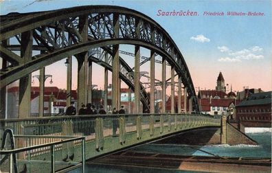 Friedrich Wilhelm Brücke in Saarbrücken Saarland Postkarte AK 1915