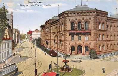 Saarbrücken Bergamt mit Trierer Straße Postkarte 1917