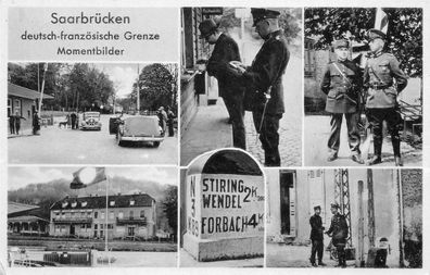 Saarbrückem deutsch - französische Grenze Momentbilder AK 1930