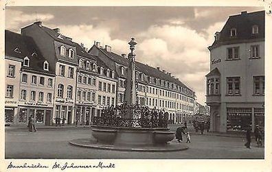 Saarbrücken St. Johannes Markt, Geschäfte Foto Karte 1939