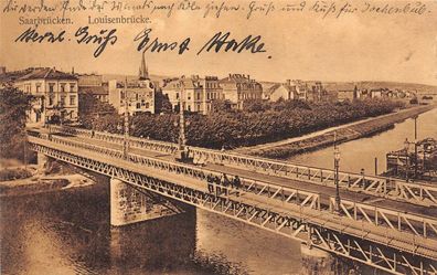 Saarbrücken Louisenbrücke Postkarte AK