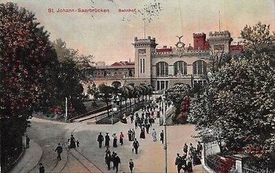 St. Johann-Saarbrücken Bahnhof Postkarte AK 1911