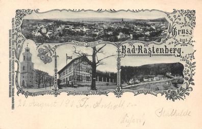 Bad Rastenberg Kurhaus, Hotel, arienkirche, Mühlthal Postkarte 1903