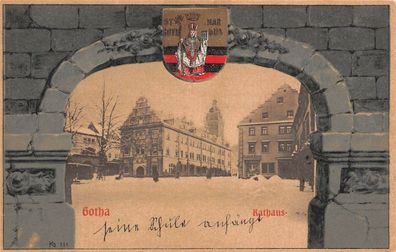 Gotha Rathaus Winter Postkarte 1901