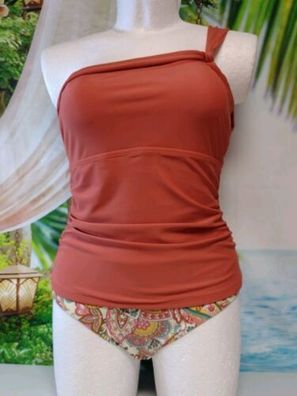 3-teilige Tankini Set Terracotta CUPSHE Paisley Muster Größe L 44