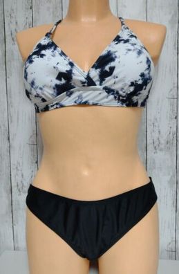 Damen Bikini Set Schwarz-weiß CUPSHE Batik Muster Größe L 44/46