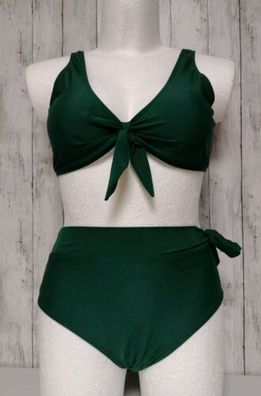 Bikini Set Grün Hasen Krawatte CUPSHE High Waist Größe L 44/46