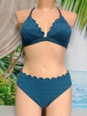 Bikini Set Petrol CUPSHE Jacquard Strukturiert Größe S 38