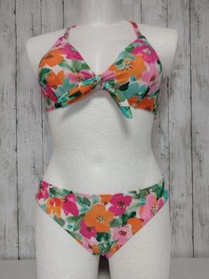 Damen Bikini Set CUPSHE Hasenkrawatte Blumenmuster Größe L 44/46