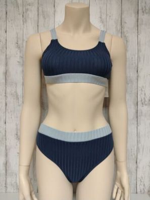 Damen Bikini Set Blau Farbblock CUPSHE Strukturiert Größe S 38